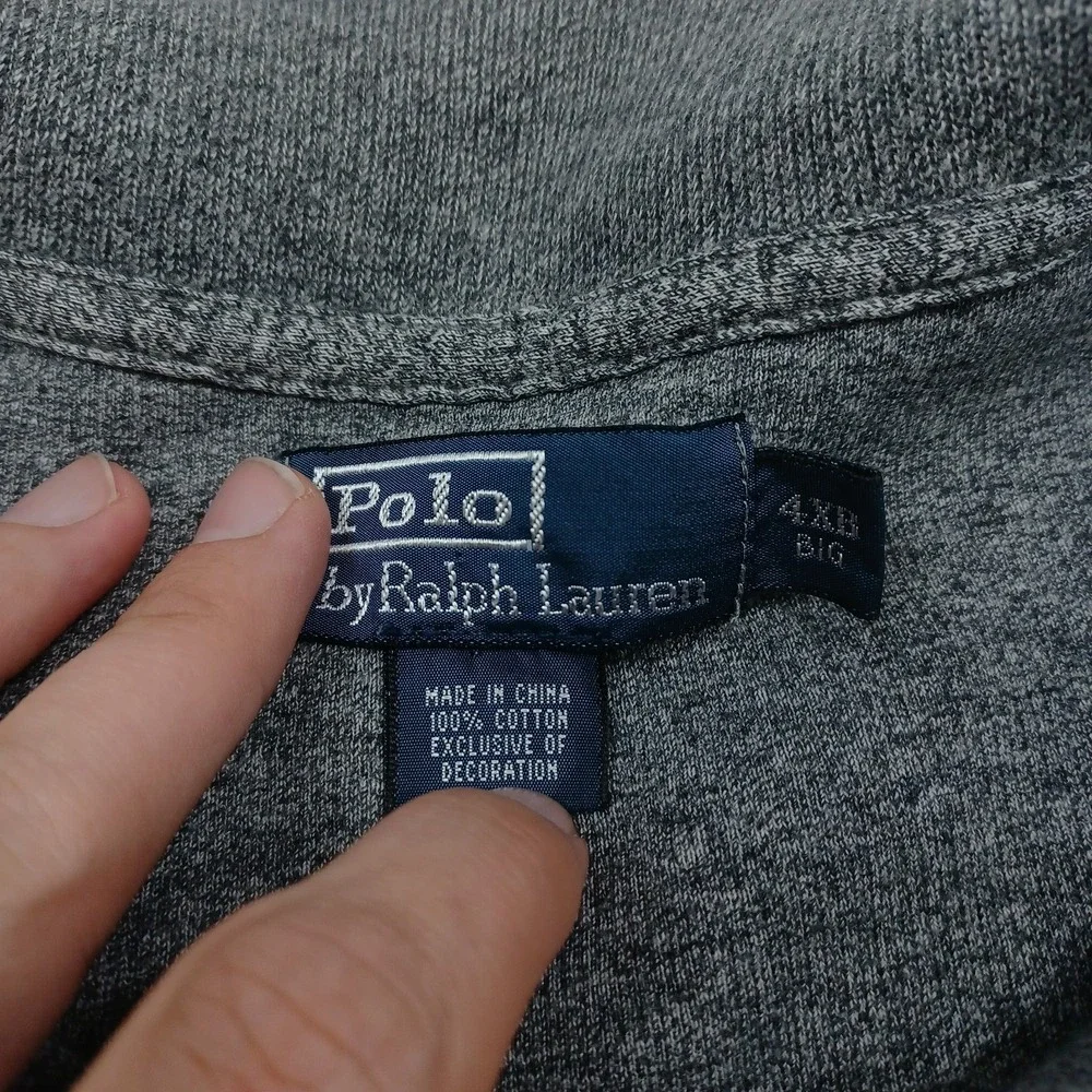 Polo Ralph Lauren Sweater Mens 4XB Gray 1/4 Zip Pullover Preppy Cotton